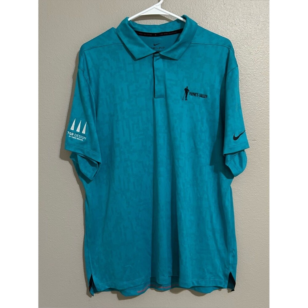 Nike x Tiger Woods Blue Athletic Short Sleeve Golf Polo Shirt Men’s Size Large